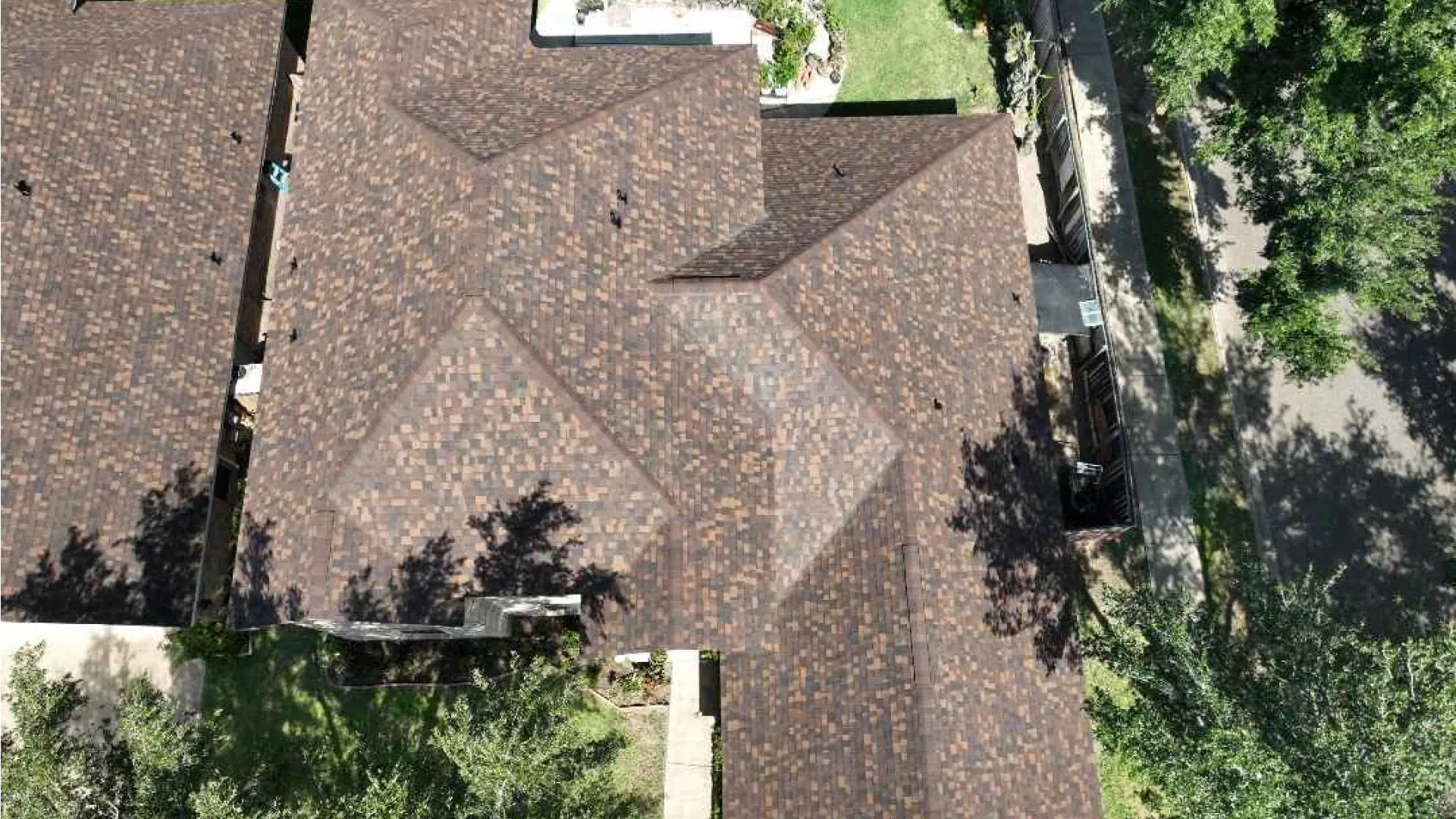 aerial view of newly installed roof shingle